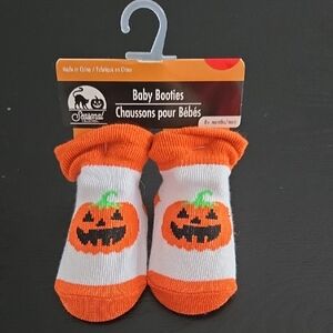 Orange Pumpkin Baby Booties